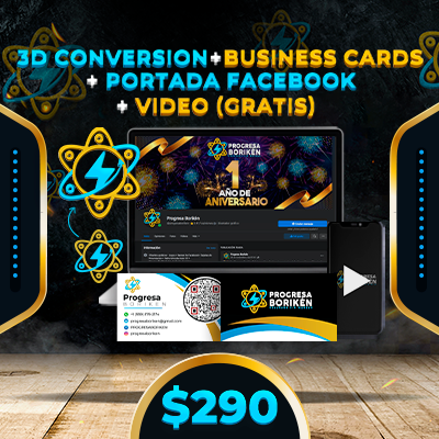 3D Conversion + Business Cards + Portada Facebook + Video (Gratis)